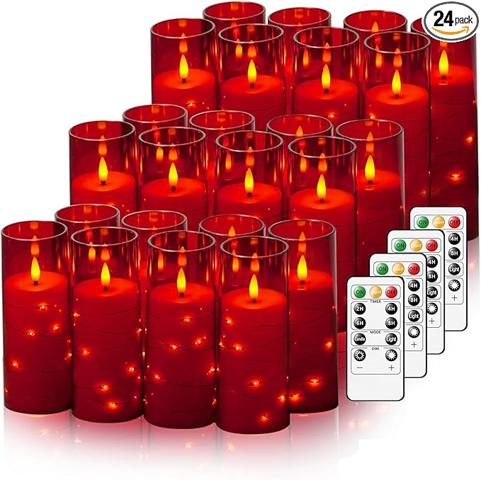 Flickering Flameless LED Candles, Battery Operated Candles 24 Pcs by Nimiko