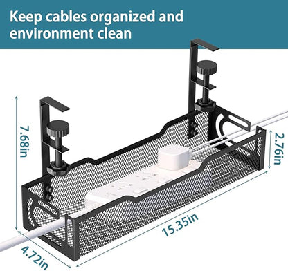 Under Desk Cable Management Tray, No Drill Mesh Desk Cable Tray, Wire - Image 2