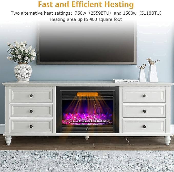 Giantex 28.5" Electric Fireplace Insert, Wall Recessed/Mounted, Freestanding - Image 9