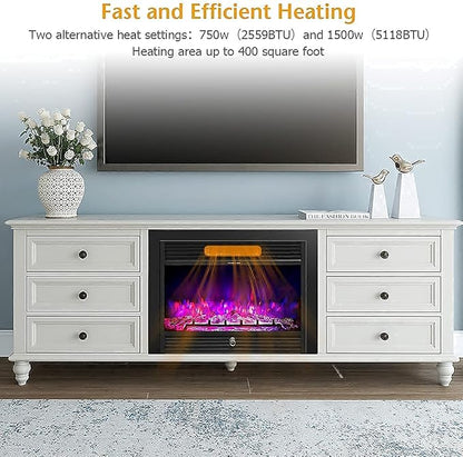 Giantex 28.5" Electric Fireplace Insert, Wall Recessed/Mounted, Freestanding - Image 9