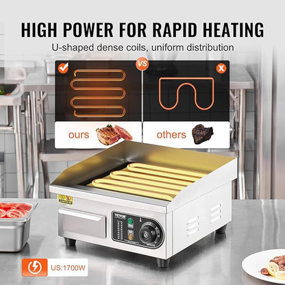 VEVOR Commercial Electric Griddle, 1700W Countertop Flat Top Grill, 14in - Image 3