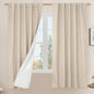 LAMIT 100% Blackout Linen Curtains, 63 Inches Linen Textured Thermal Bedroom by LAMIT