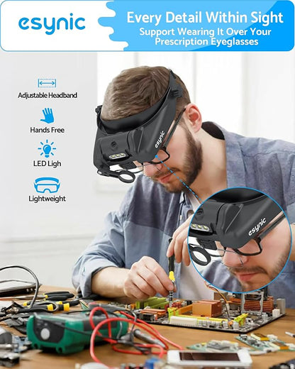 eSynic Type-C Rechargeable Magnifying Glasses Headset-Up to 14X Magnification-5 - Image 6