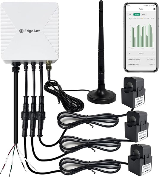 Energy Monitor with 3 * 120A Clamp, 1/3 Phase, Home Power Monitor Real Time by EdgeAnt