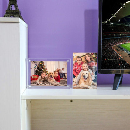 NIUBEE 5x7 Acrylic Picture Frame 3 Packs, Photo Frame 20% Thicker Block | Shatterproof &Safe, 95% High Transparency, UV protection, Double-sided display Magnetic Desktop Frames for Picture Display