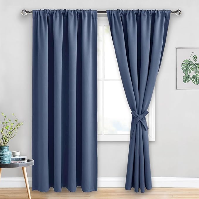 JIUZHEN Dusty Blue Blackout Curtains by JIUZHEN