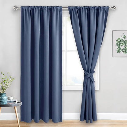 JIUZHEN Dusty Blue Blackout Curtains by JIUZHEN