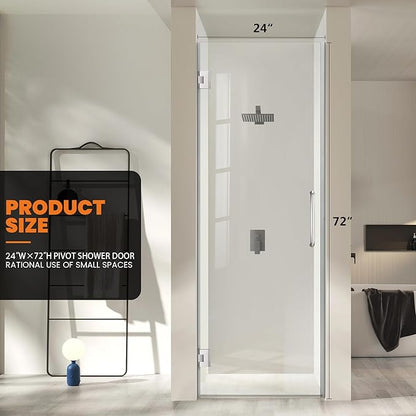 Bathroom Frameless Shower Door 24" W*72" H, 5/16" Clear Tempered Glass Hinged - Image 2
