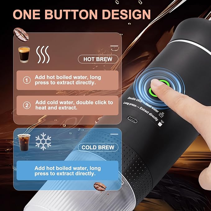 Coffee Maker Set, Portable Espresso Machine and Coffee Grinder, 3 in 1 Travel - Image 4