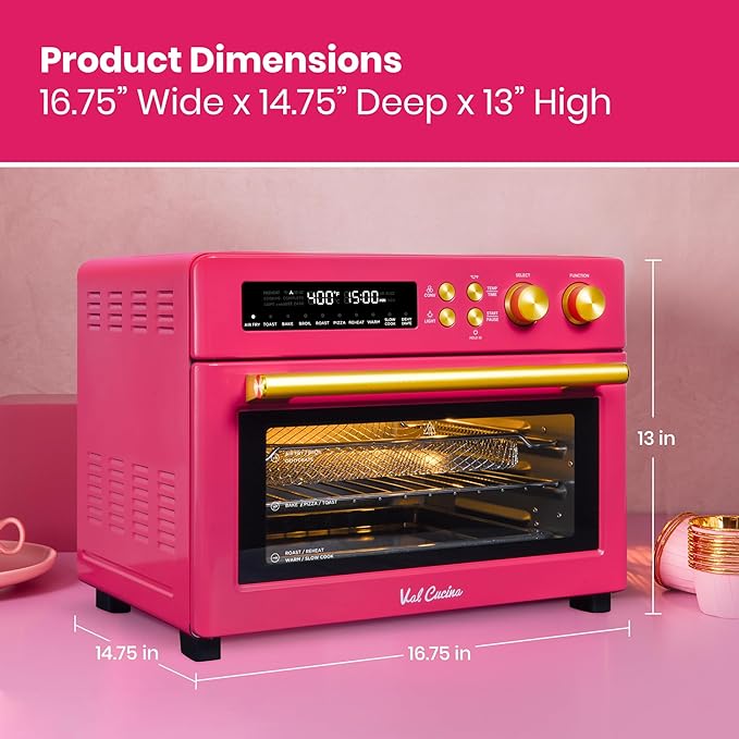 VAL CUCINA Limited Edition Happy Pink Infrared Heating Air Fryer Toaster Oven - Image 7