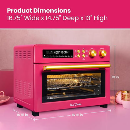 VAL CUCINA Limited Edition Happy Pink Infrared Heating Air Fryer Toaster Oven - Image 7