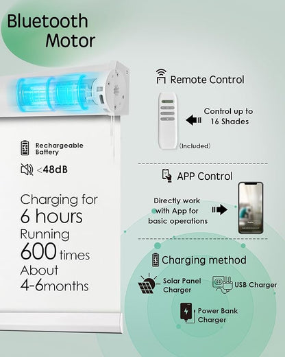 Yoolax Motorized Blinds App Control, Cordless Automatic Shades Roller Window - Image 3