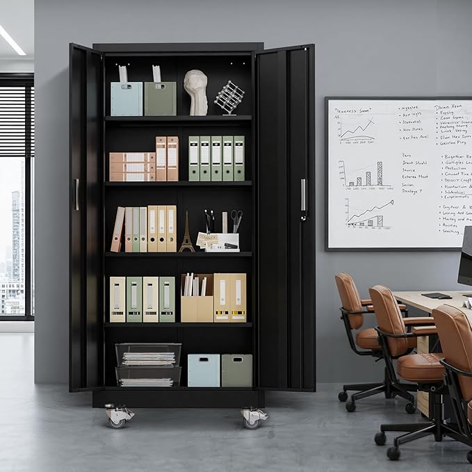 VINGLI Rolling Metal Storage Cabinet - Image 2