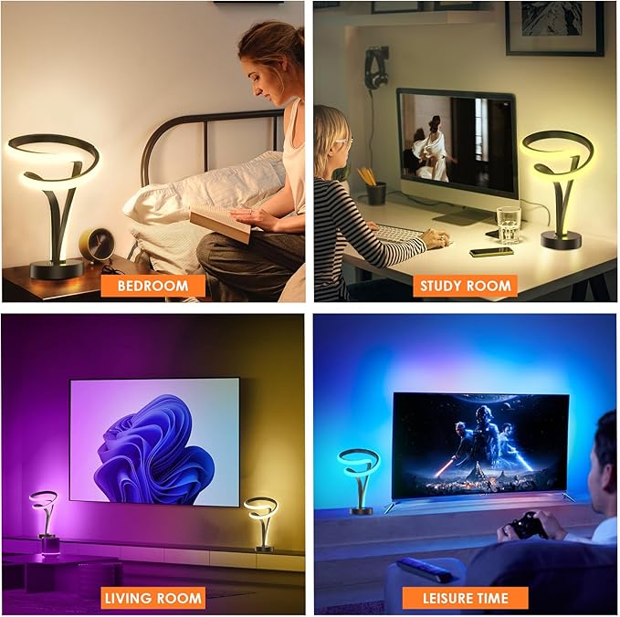 airnasa Modern Spiral RGB Table Lamp, 7 Colors 10 Light Modes LED, Touch - Image 7