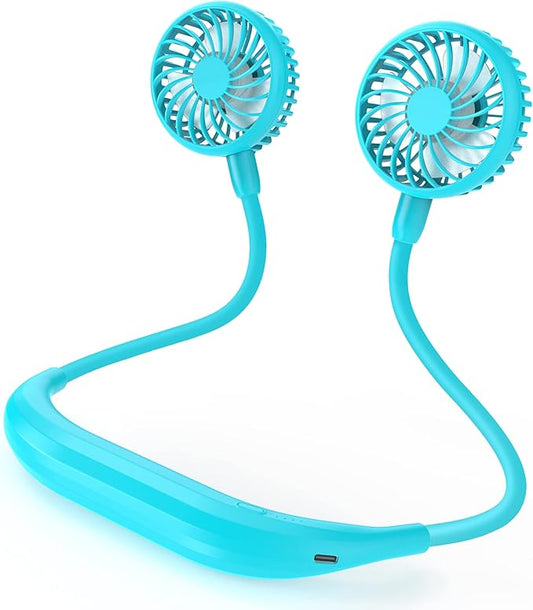 Portable Neck Fan, 2600mAh Battery Operated, Ultra Quiet Hands Free USB Fan by COMLIFE