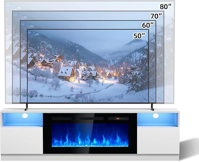 Fireplace TV Stand with 36" Electric Fireplace, Entertainment Center with LED - Image 3