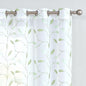 Embroidered Sheer Curtains Floral Leaf White Sheer Curtain for Bedroom Living Room Kitchen Rustic Voile Drapes Privacy Window Treatment Set of 2 Panels 96 Inches Long Grommet Top Green on White