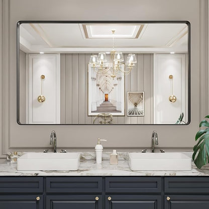 LOAAO Black Metal Framed Bathroom Mirror - Image 8