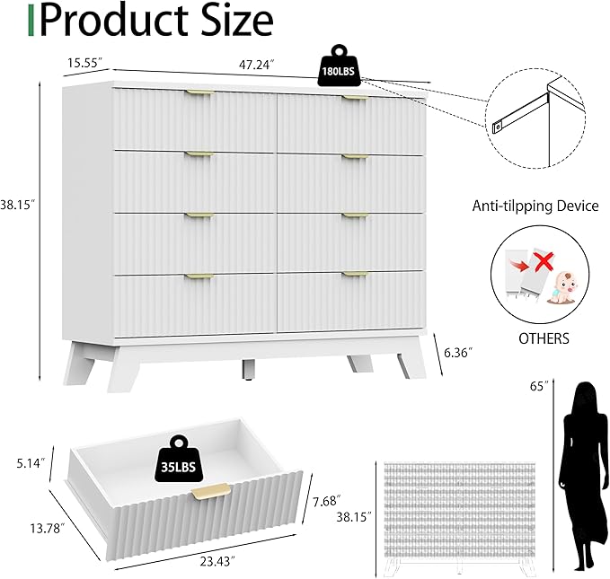 Fluted Dresser for Bedroom - Image 2
