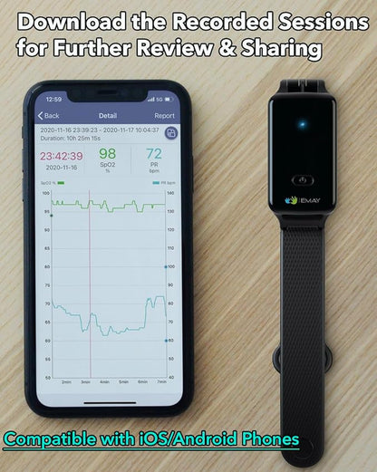 SleepO2 Wrist Recording Pulse Oximeter by EMAY | Continuous Pulse Oximeter to - Image 5