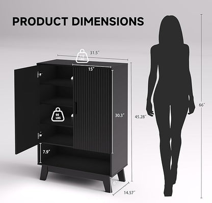 4-Tier Fluted Shoe Cabinet - Image 2