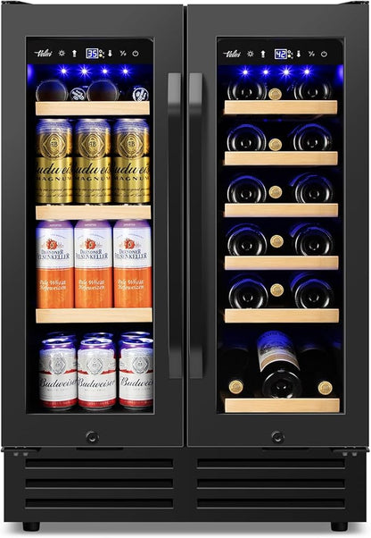 24" Black Dual Zone Wine & Beverage Refrigerator | Under Counter Built-In or by Velivi-SpecialistinFridge