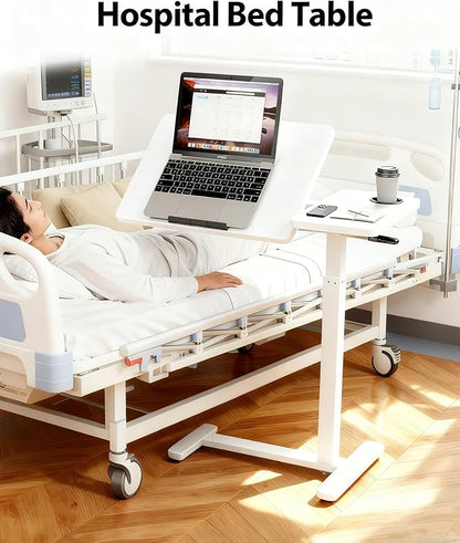 Overbed Table with Wheels, Pneumatic Height Adjustable Overbed Bedside Table - Image 8