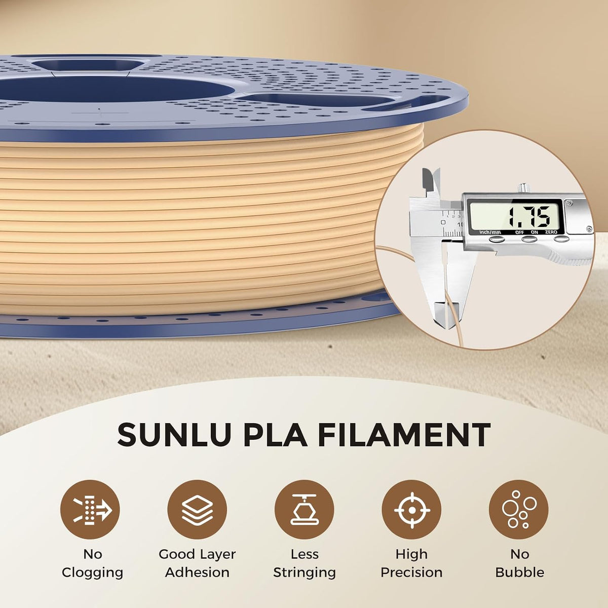SUNLU Real Wood Fiber PLA Filament 1.75mm, 250g Spool, 4 Rolls Bundle