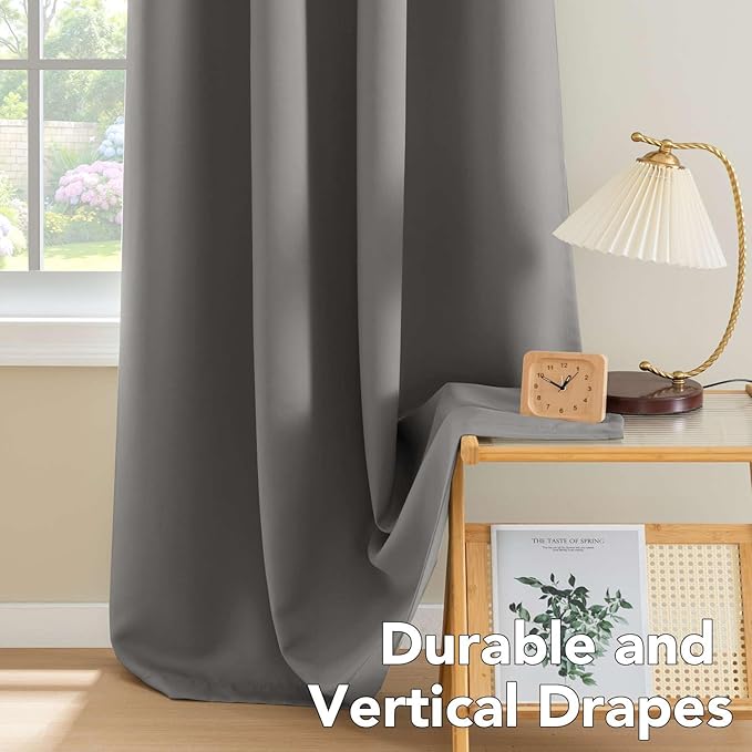 H.VERSAILTEX Solid Grey Color Thermal Insulated Blackout Curtains Metal Grommet - Image 8