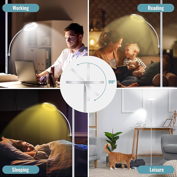 marctronic Silver Gray Floor Lamp, 42W 4000LM Super Bright LED Lamp - Image 5