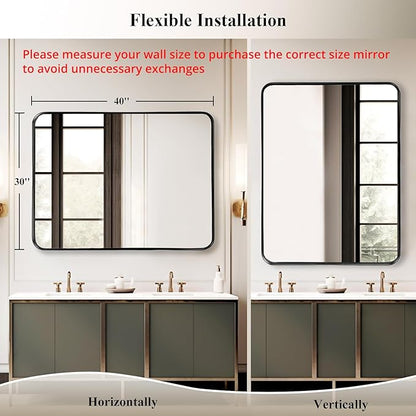 Fabuday Large Black Bathroom Mirror 40x30 Inch - Image 2