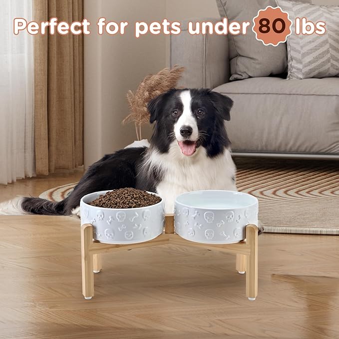 SPUNKYJUNKY Elevated Dog Bowls Ceramic, 7.3'' Dogs Food Water Bowls Raised - 42 - Image 7