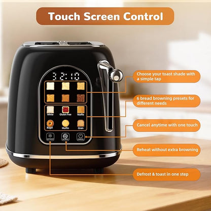 Mecity Toaster 2 Slice, Touch Screen Wide Slot Retro Toaster - Image 2
