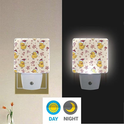 Pigsaly Led Night Light Cute Cartoon Yellow Ducks Santa Hats Snowflake Night - Image 5