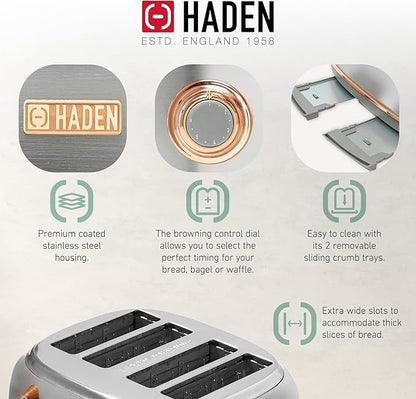 Haden Heritage 4 Slice Wide Slot Stainless Steel Toaster - Image 3