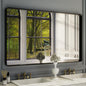 ISKM Large Black Framed Mirror for Bathroom 60" x 36" Wall Mounted Mirror Black by ISKM-IStillKeepMovin