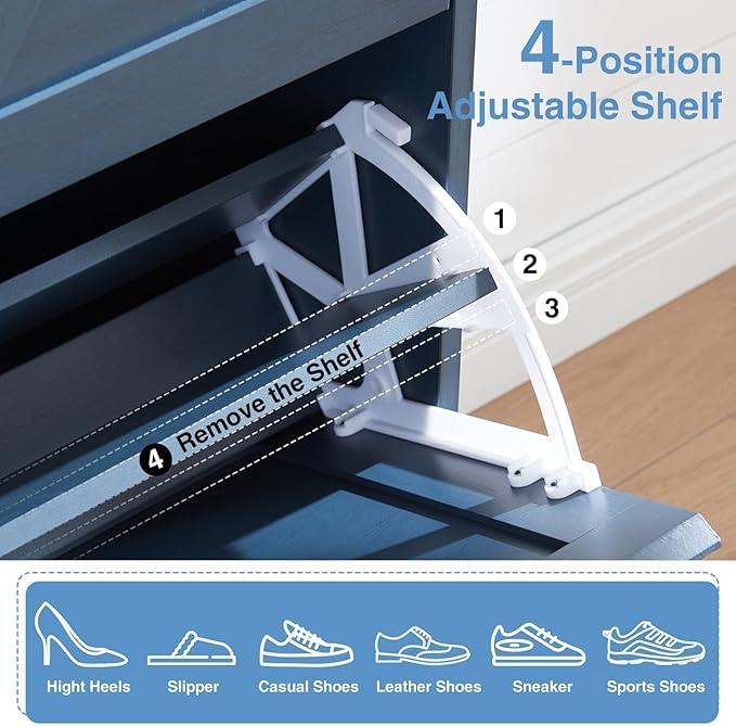 Shoe Storage Cabinet, Farmhouse Shoe Organizer - Image 4