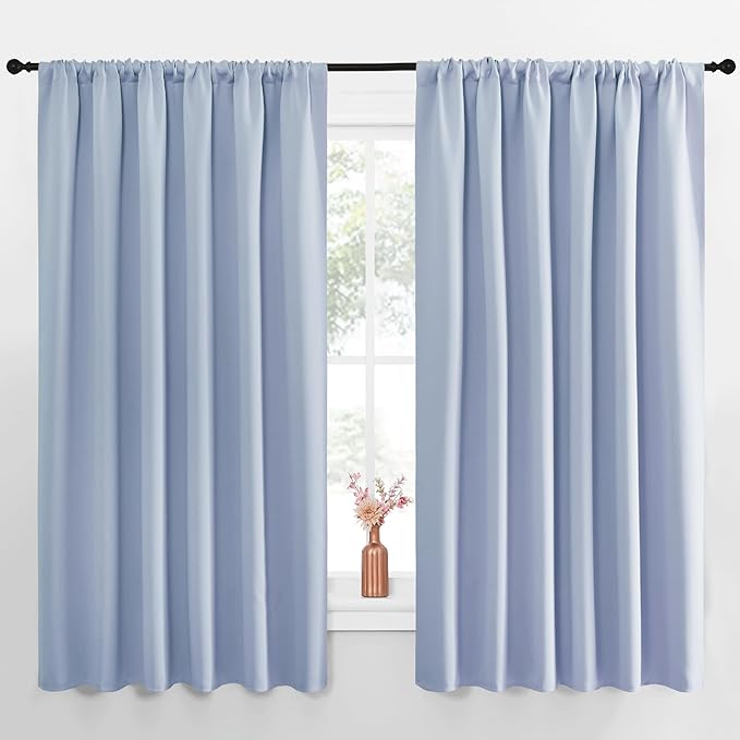 NICETOWN Blackout Curtains for Bedroom, Vintage Blue, 1 Pair, 70 by 63-inch by NICETOWN