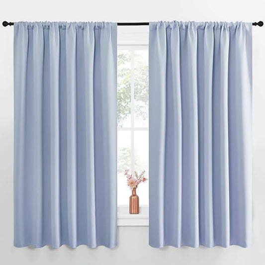 NICETOWN Blackout Curtains for Bedroom, Vintage Blue, 1 Pair, 70 by 63-inch by NICETOWN