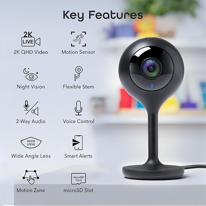 Geeni Look 2K 4MP Smart Indoor Security Camera 2-Pack – 1440p Ultra HD WiFi Pet - Image 2