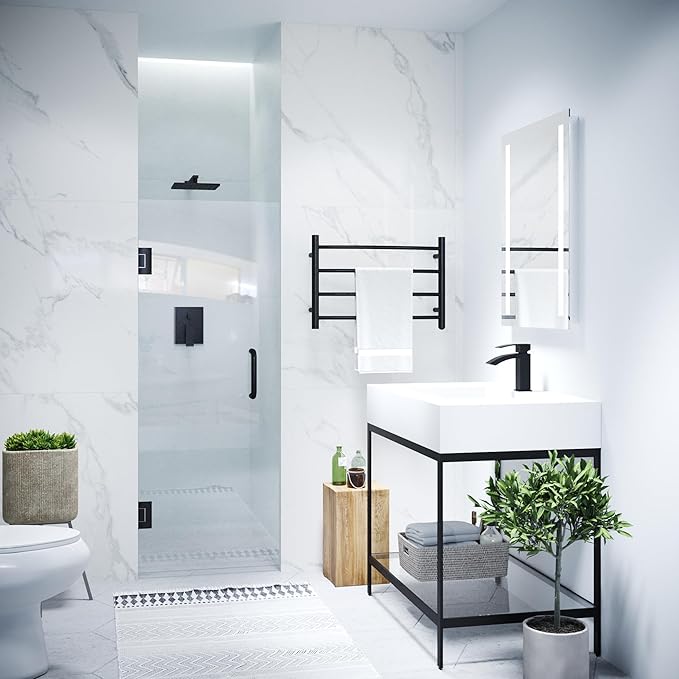 ANZZI 70" x 24" Frameless Shower Door in Matte Black, Water Repellent Glass - Image 3