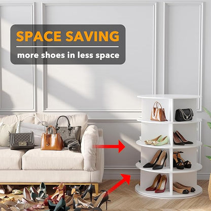 SpaceAid 4 Tier Rotating Shoe Rack Tower, Spinning Shoe Display Lazy Susan - Image 3