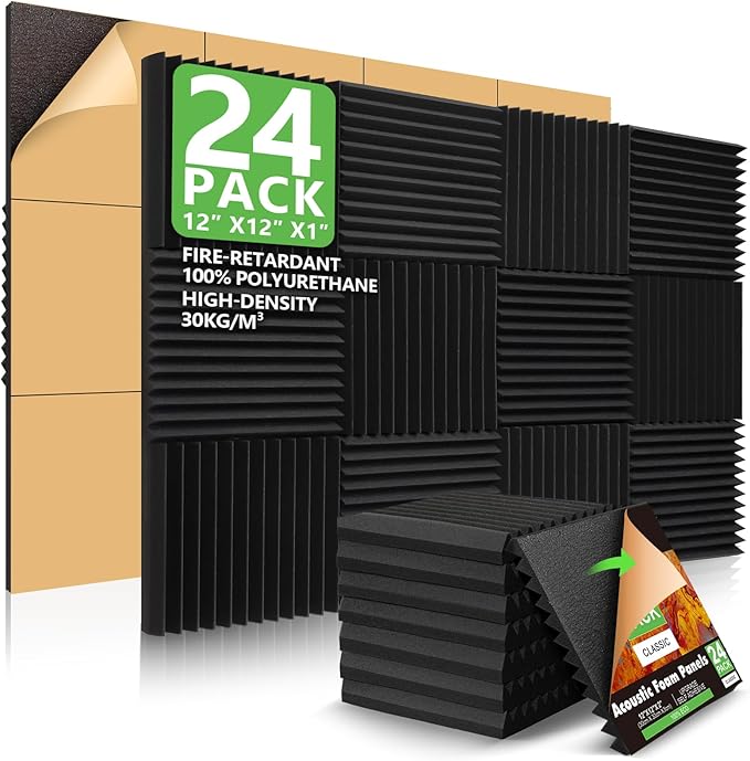 24 Pack Acoustic Panels, Sound Proof Foam Panels, Self-Adhesive Soundproof Wall by DMSKY