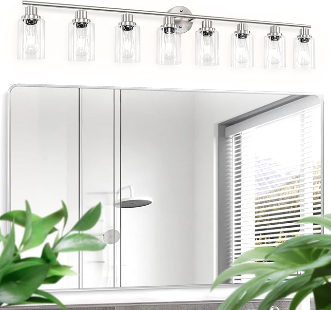 Guliaofo 8-Light Brushed Nickel Vanity Lights, Modern Bathroom Light Fixtures - Image 8