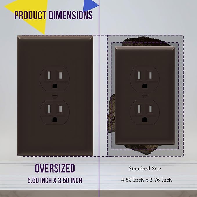 ENERLITES Duplex Receptacle Outlet Wall Plate, Jumbo Electrical Outlet Covers - Image 2