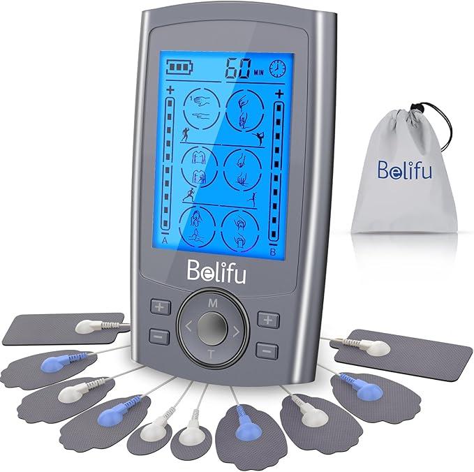 Belifu Dual Channel TENS EMS Unit 24 Modes Muscle Stimulator by Belifu