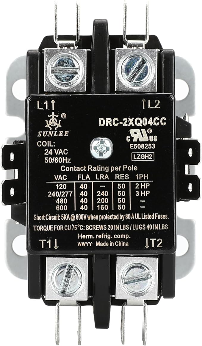 SUNLEE 2 Poles FLA 40 Amp Coil 24 VAC Air Conditioner Condenser Compressor - Image 3