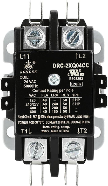 SUNLEE 2 Poles FLA 40 Amp Coil 24 VAC Air Conditioner Condenser Compressor - Image 3