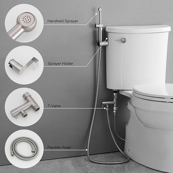 Brushed Nickel Handheld Bidet Sprayer Attachment - Image 6