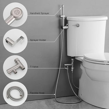 Brushed Nickel Handheld Bidet Sprayer Attachment - Image 6